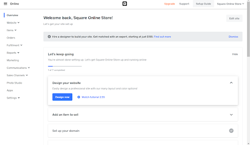 Setting up a Square Online store 